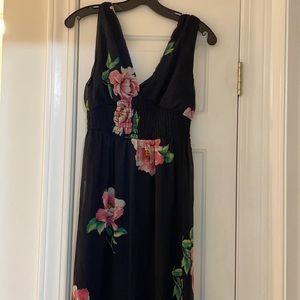 Navy with floral print maxi dress